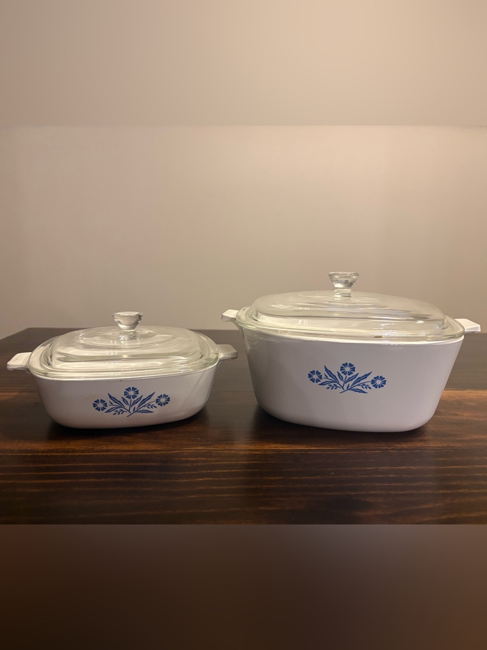 Set of 2 Vintage CorningWare Cornflower Blue 1 Qt & 2.5 Qt Casserole Set